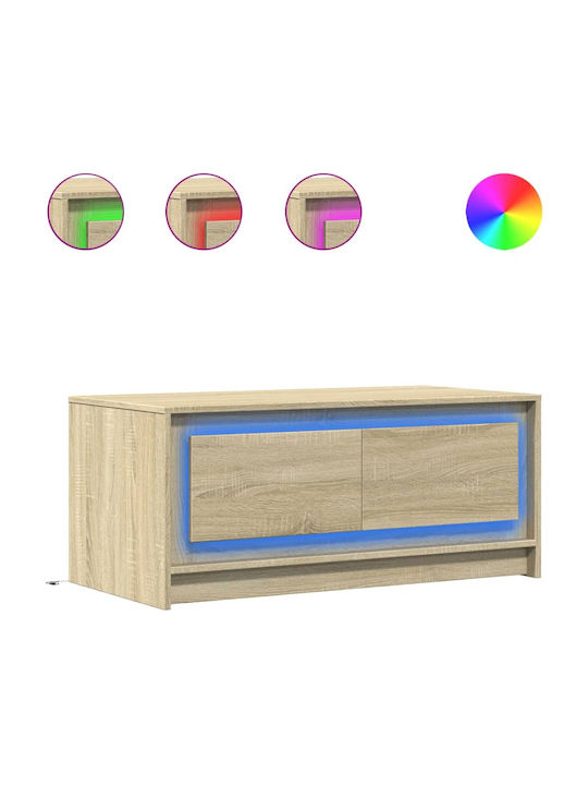 Rectangular Central Coffee Table Wooden with Drawers Sonoma Oak M100xW50xH43.5cm