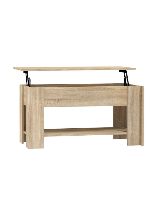 Rectangular Central Wooden Coffee Table with Lifting Mechanism Beige M101xW49xH52cm