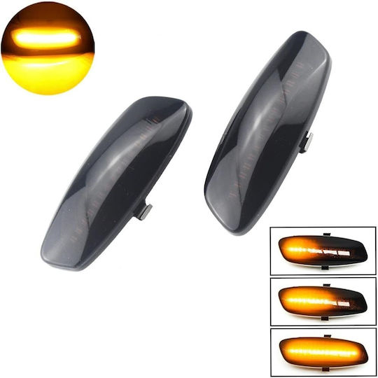 Heleco Тъмно Тонирани LED Флашове Peugeot 207 Citroen C3 C4 C5 DS4 Комплект 2 Бройки