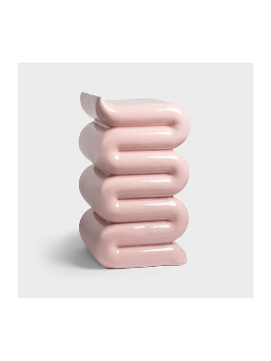 Round Side Table Whip Glass Pink 34x34x62cm