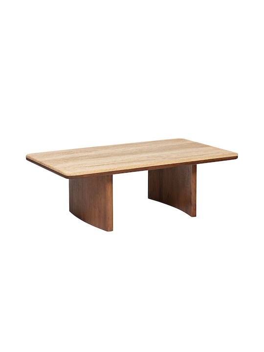 Rectangular Central Coffee Table Jivan Made of Solid Wood Beige W120xL70xH41cm