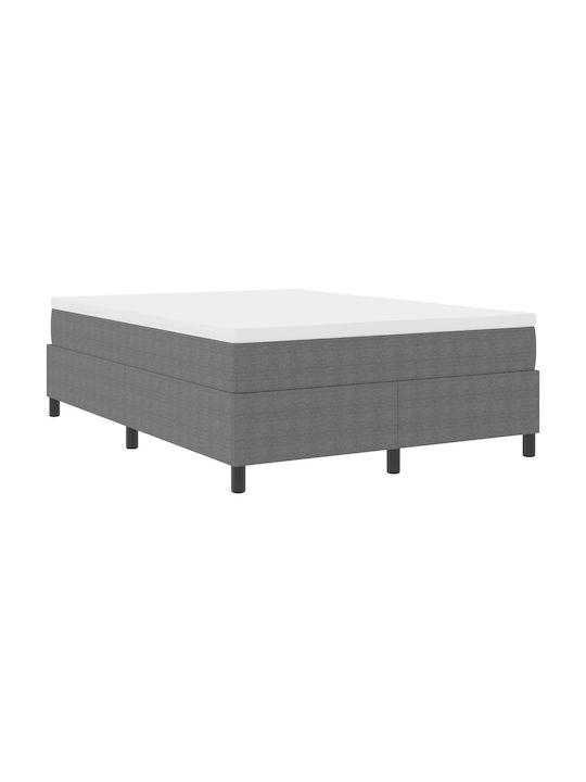 Double Bed Base Upholstered with Light Gray Fabric with Slats for Mattress 140x200cm