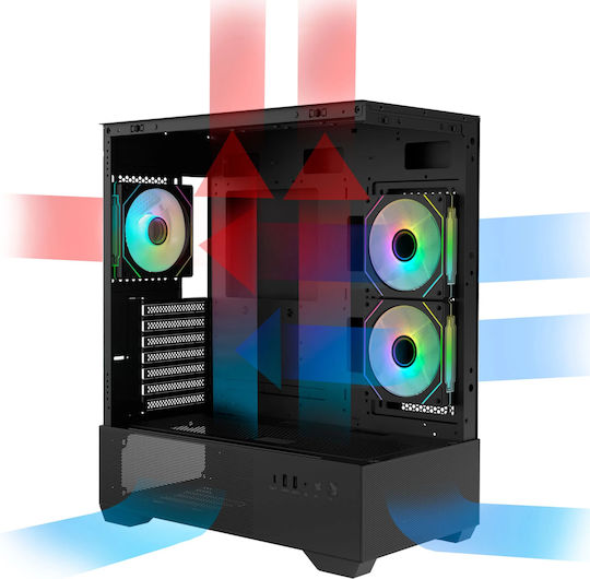 Zalman Chronix V2 Gaming Midi Tower Κουτί Υπολογιστή με Πλαϊνό Παράθυρο και ARGB Φωτισμό Μαύρο