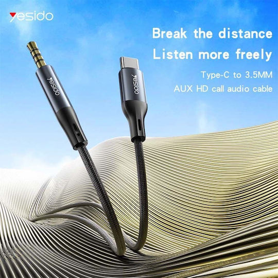 Yesido USB 2.0 Кабел USB-C Мъжки - 3,5 мм Черен 1м
