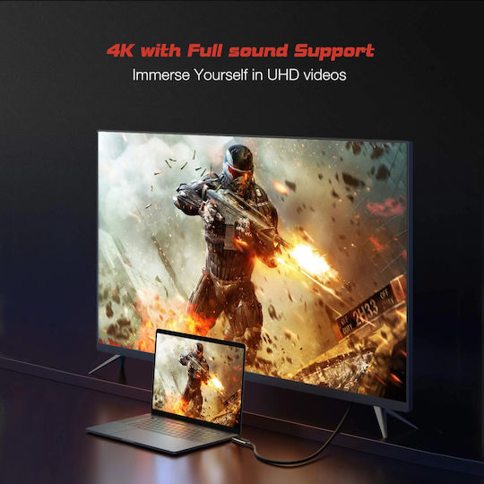 Vcom Cu422c Cable Usb-c M To Displayport M 1.8m Black 4k@60hz