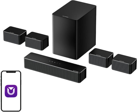 Ultimea D70 Soundbar 7.1 Bluetooth și HDMI 410W cu Subwoofer Wireless și Telecomandă Alb
