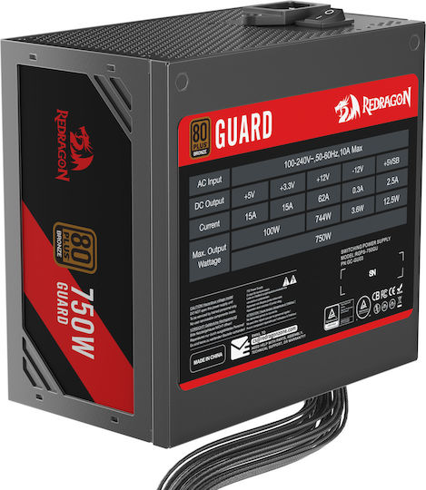 Redragon Guard GC-GU03 750W Μαύρο Τροφοδοτικό Υπολογιστή Full Wired 80 Plus Bronze