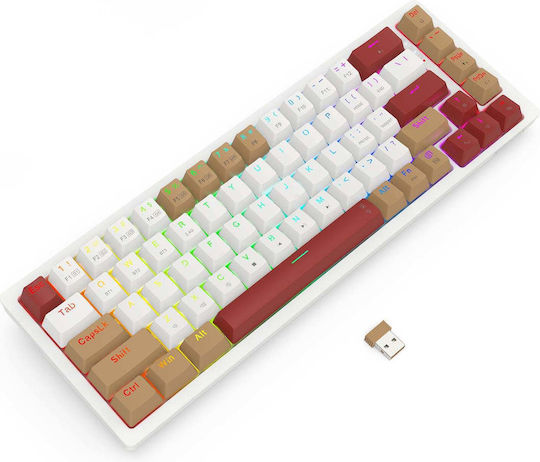 Redragon RAMMUS K677 PRO Wireless Gaming Mechanical Keyboard 60% with Custom Brown Switches and RGB Lighting English US White