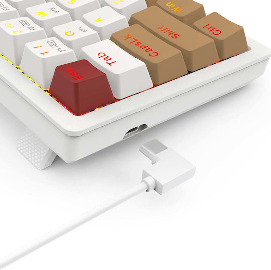 Redragon RAMMUS K677 PRO Wireless Gaming Mechanical Keyboard 60% with Custom Brown Switches and RGB Lighting English US White
