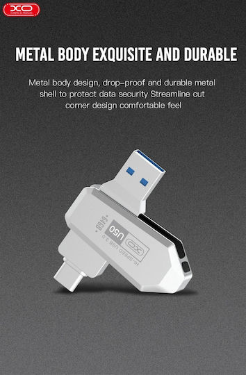 XO U50 16GB USB 3.0 Stick mit Verbindung USB-A & USB-C Weiß