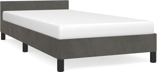 Ein Einzelbett Mit Stoff Dunkelgrau Für Matratze 100x200cm