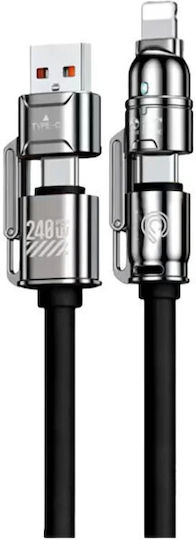 Hyperloq USB to Lightning / Type-C Cable Μαύρο 1.2m 51167718736210