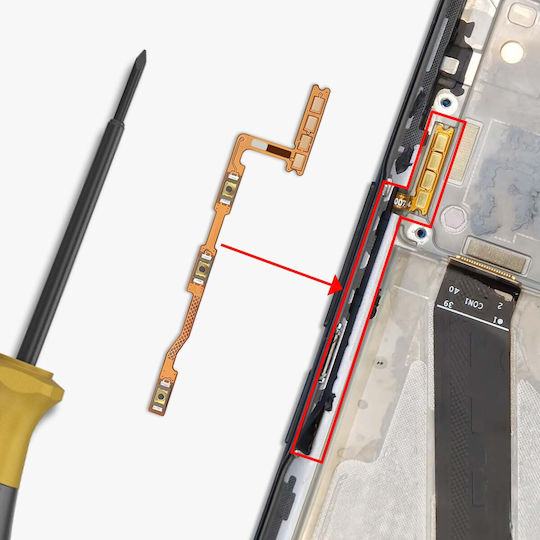 Clappio Power Volume Button Flex Cable Redmi 15 4g 5g Poco M7 4g Gold