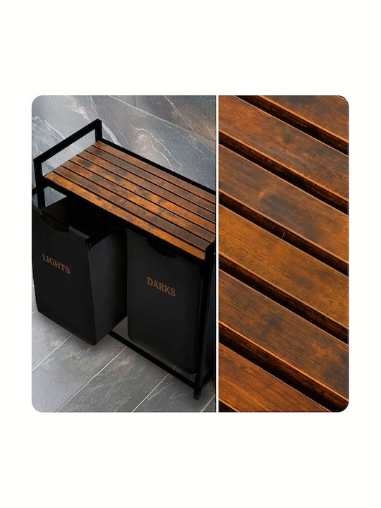 Smartic Coș De Rufe Din Lemn 80lt 74x33x33cm Negru
