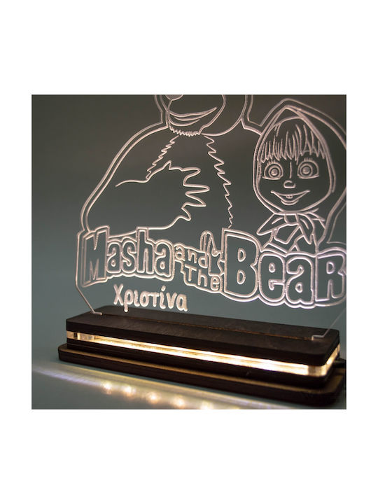 World of Wood Led Kids Decorative Lamp Masha and the Bear White 18x17cm