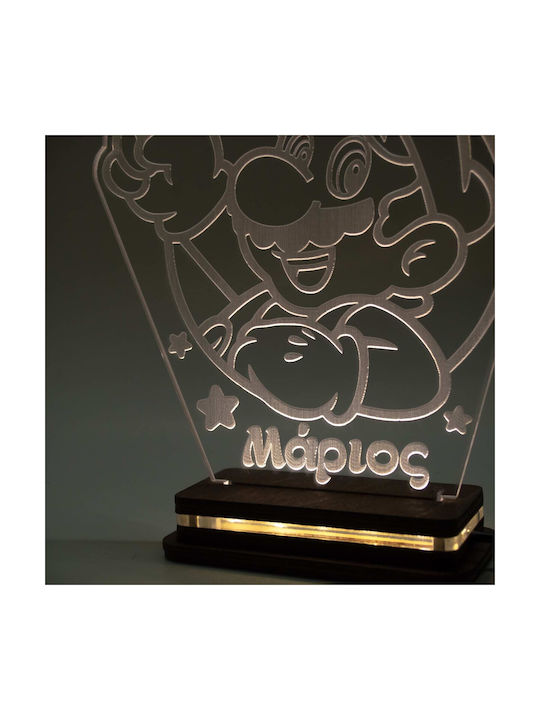 World of Wood Led Kids Decorative Lamp Super Mario White 18x16cm