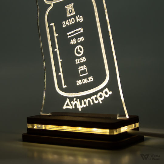 World of Wood LED Детска Декоративна Лампа Биберон Бяла 20x11cm
