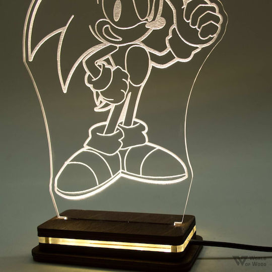 World of Wood LED Детска Декоративна Лампа Sonic The Hedgehog Бяла 21x15cm