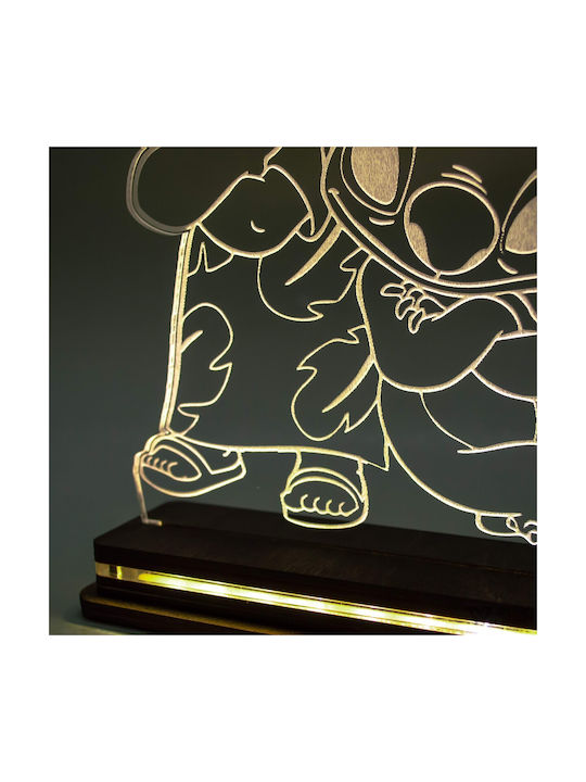 World of Wood LED Kindertischlampe Lilo & Stitch Weiß 21x18cm
