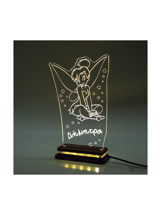 World of Wood Led Kids Decorative Lamp Tinker Bell White 21x14cm