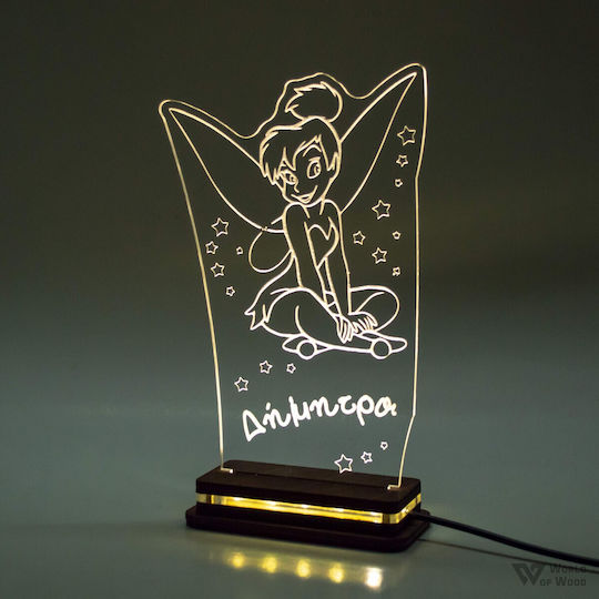 World of Wood Led Kids Decorative Lamp Tinker Bell White 21x14cm