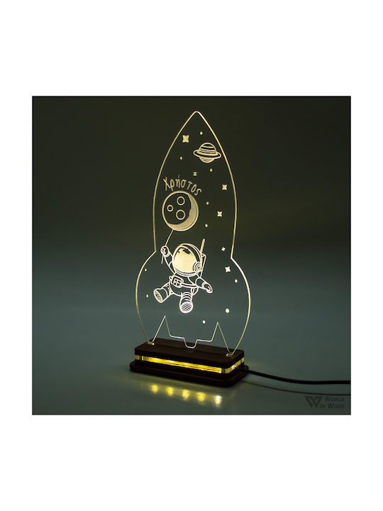 World of Wood LED Kinder Tischlampe Dekorative Lampe Astronaut Im All Bunt 24x12cm