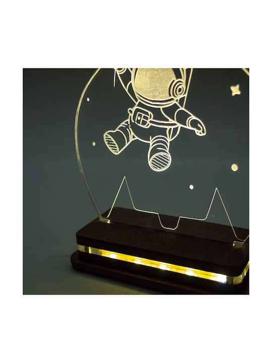 World of Wood Led Kids Decorative Lamp Astronaut in Space Multicolor 24x12cm