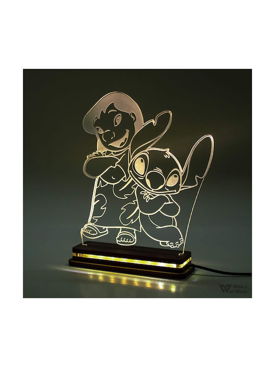 World of Wood LED Kinder Tischlampe Lilo & Stitch Bunt 21x18cm