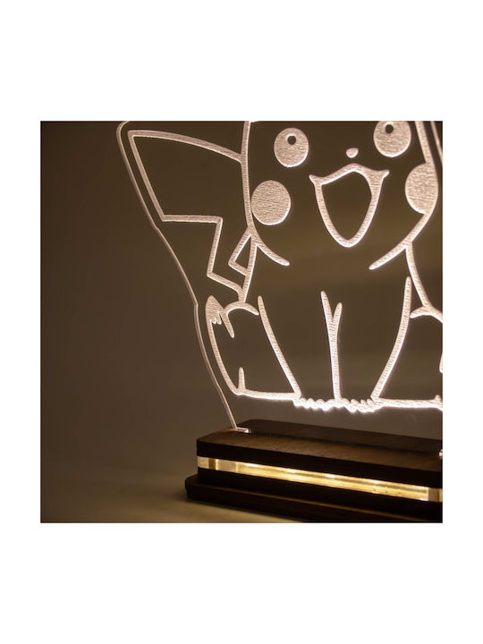 World of Wood Led Kids Decorative Lamp Pokemon - Pikachu White 20x16cm