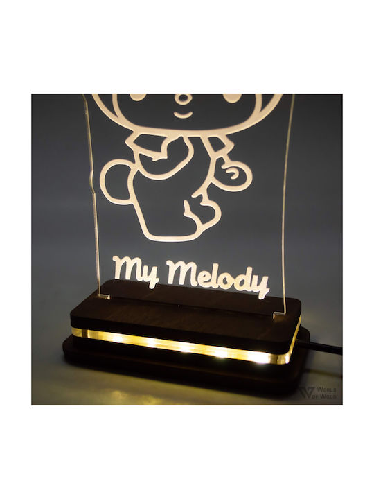 World of Wood Led Kids Decorative Lamp My Melody White 20x11cm