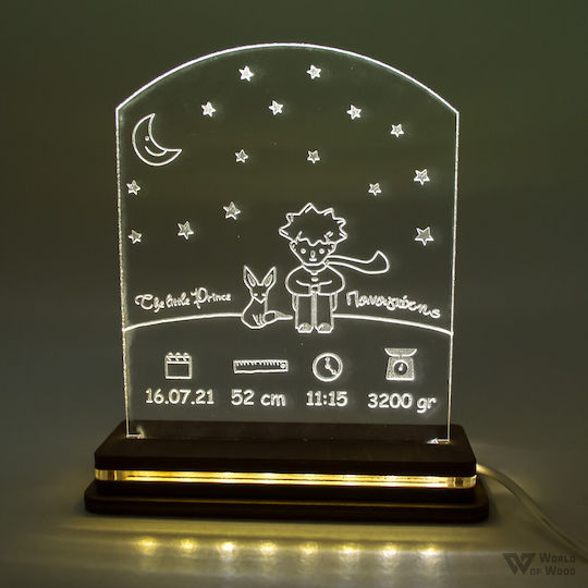 World of Wood Led Kids Decorative Lamp Little Prince White 22x17cm