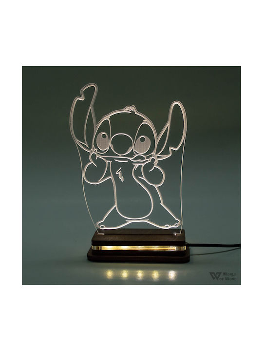 World of Wood LED Kinder Tischlampe Stitch Weiß 18x13cm