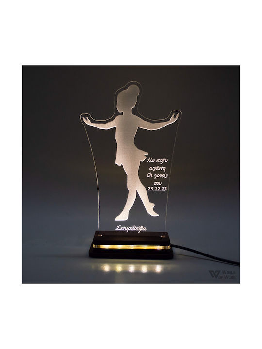 World of Wood Led Kids Decorative Lamp Ballerina White 22x14cm