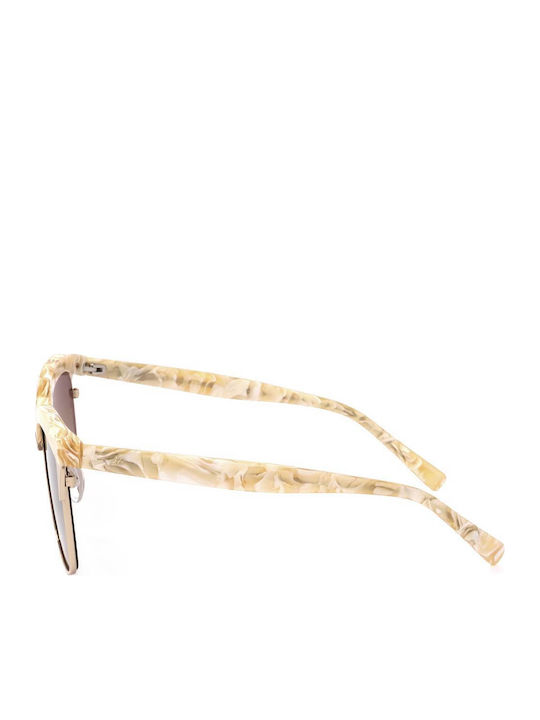 Ana Hickmann Woman Sunglasses with Beige Tartaruga Horn-Rimmed Frame and Beige Gradient Lens