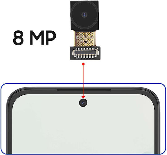Clappio Front Camera Redmi 15 5g 8mp Selfie Sensor Black Silver