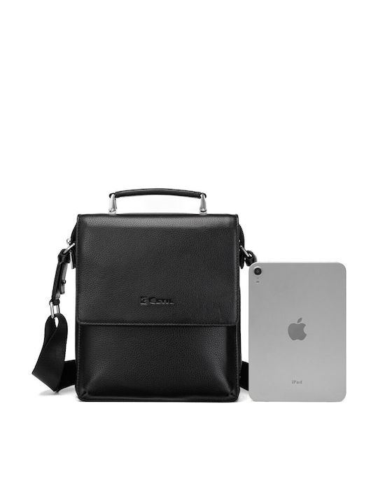 Leder Herren Tasche Schulter / Crossbody Schwarz