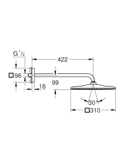Grohe Cube Showerhead with Extension Arm