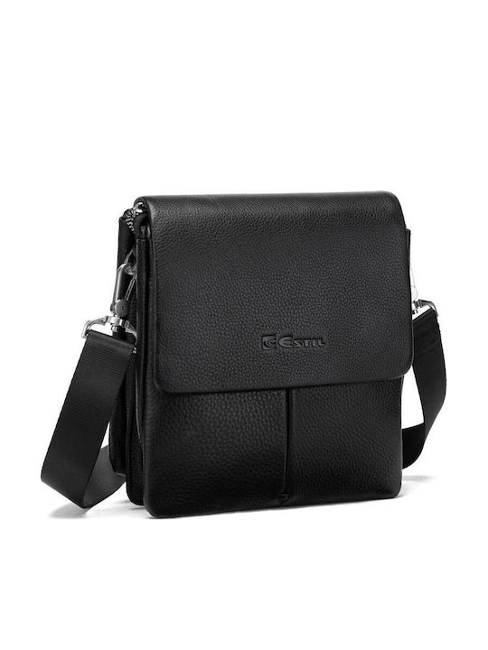 Geantă De Umăr / Tip Crossbody Pentru Bărbați Din Piele Neagră