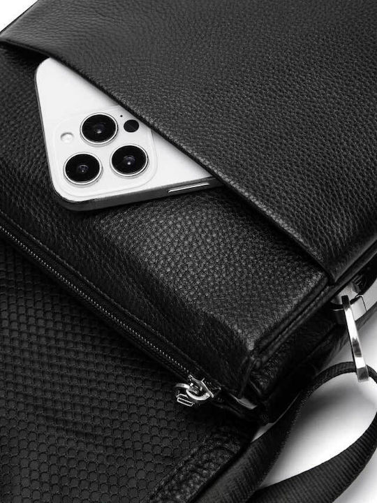 Leder Herren Tasche Schulter / Crossbody Schwarz