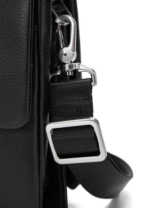 Geantă De Umăr / Tip Crossbody Pentru Bărbați Din Piele Neagră