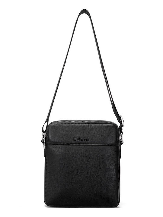 Geantă De Umăr / Tip Crossbody Pentru Bărbați Din Piele Neagră