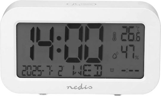 Nedis Digital Alarm Clock Lcd Screen Date Temperature Snooze Function White Nedis Digital Alarm Clock Lcd Screen Date Temperature Snooze Function White