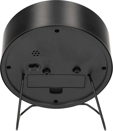 Nedis Runde Designer Analog Wecker Metallständer Schlummerfunktion Schwarz
