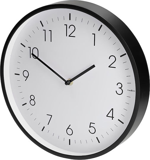 Nedis 30 Cm Wall Clock Silent Movement Lightweight Frame White Black