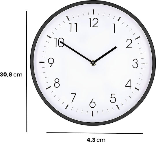 Nedis 30 Cm Wall Clock Silent Movement Lightweight Frame White Black