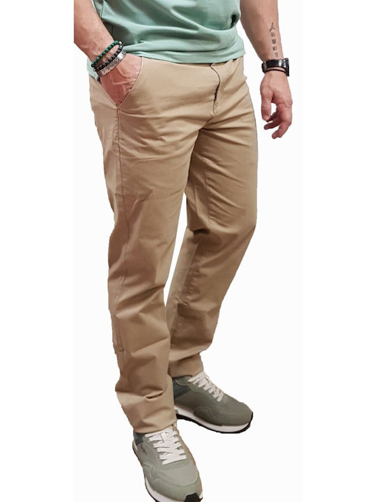 Pantaloni Chino Elastic Slim Fit Bej