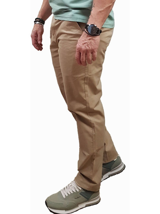 Pantaloni Chino Elastic Slim Fit Bej
