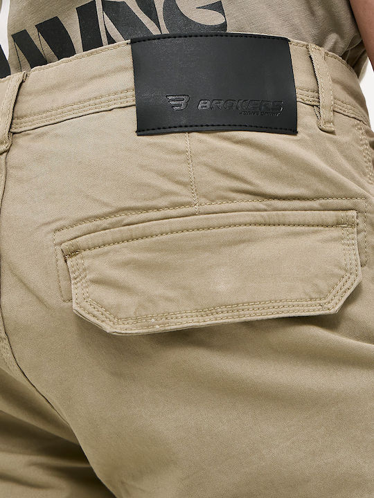 Cargo Elastic Trousers in Regular Fit Beige