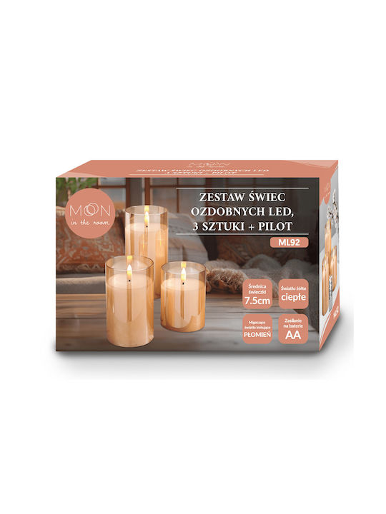 Candle Light Lustră Decorativă Lumânare Auriu 3buc
