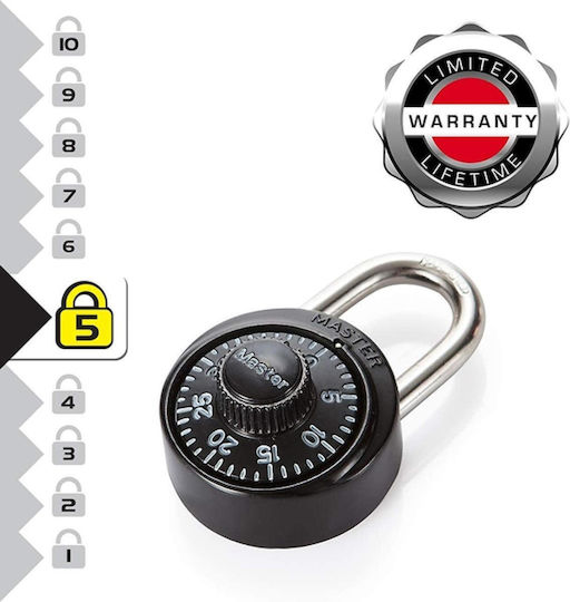 Master Lock 1533D Steel Padlock Brass Combination Black 38mm Black 1pcs